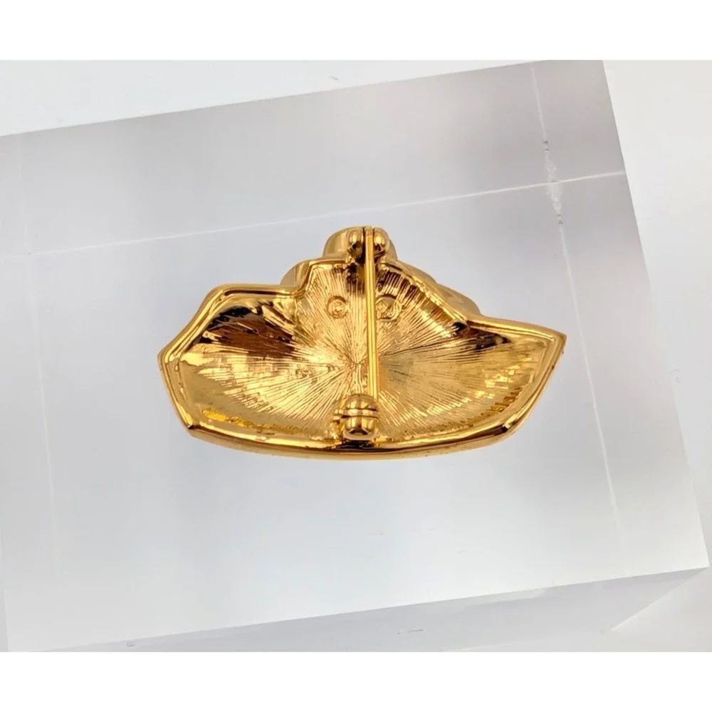 VTG Swarovski Cruise Ship Boat‎ Pin Brooch Pave Gold Tone Nautical Ocean Liner